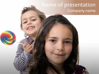 Kids With Lollipop On A White Background PowerPoint Template