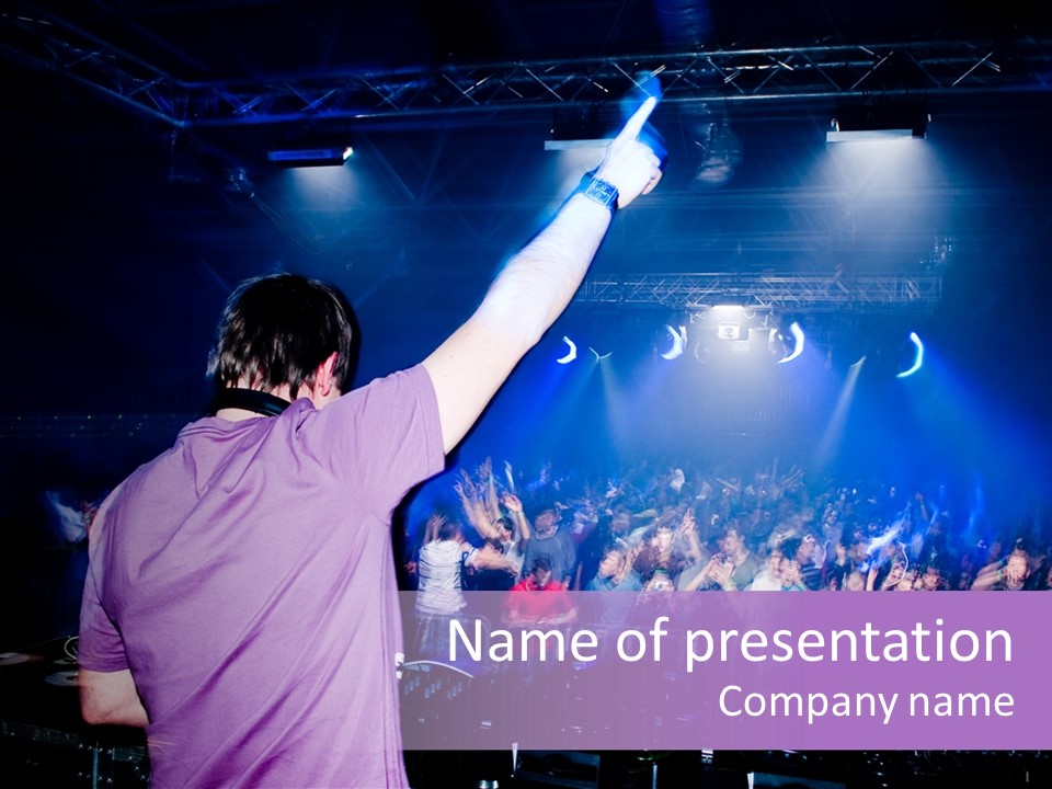 Dj At The Concert, Blurred Crowd On Background PowerPoint Template
