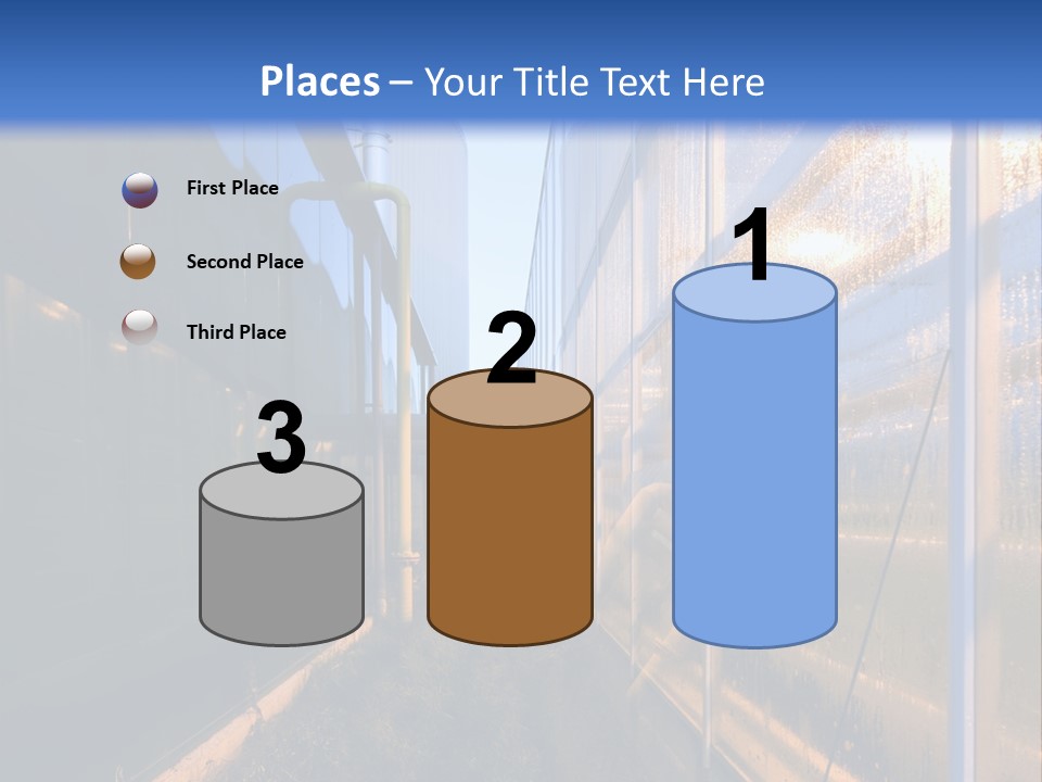 The Exterior Glass Facades Of A Huge Glasshouse With Heating System And Generator PowerPoint Template