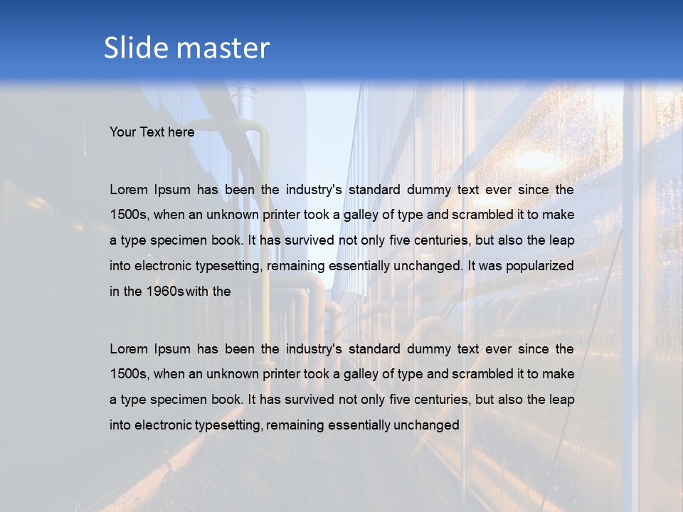 The Exterior Glass Facades Of A Huge Glasshouse With Heating System And Generator PowerPoint Template