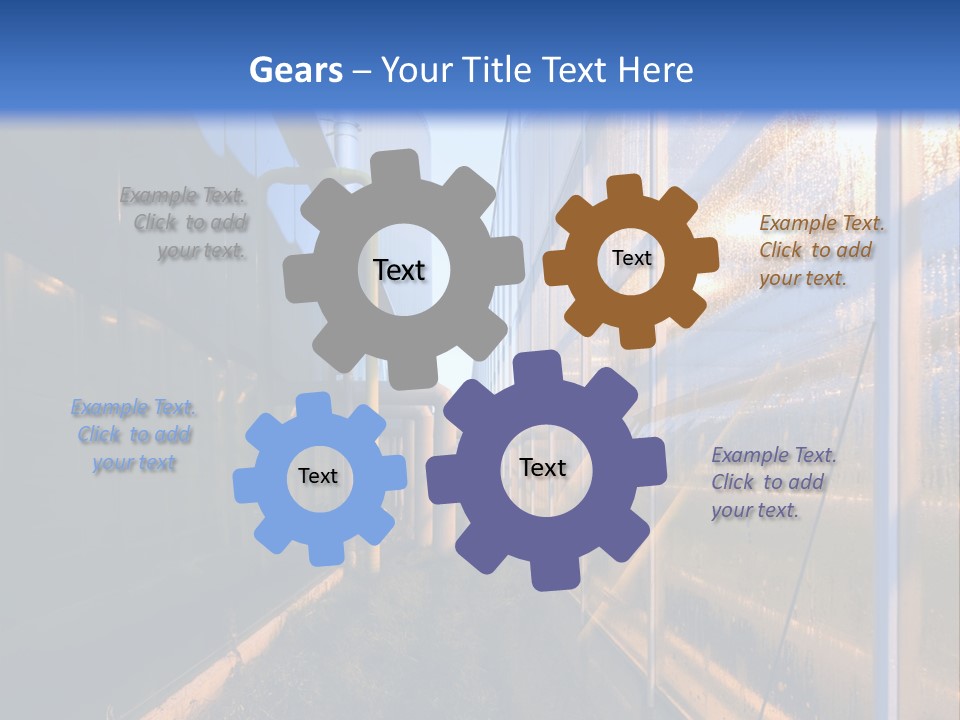 The Exterior Glass Facades Of A Huge Glasshouse With Heating System And Generator PowerPoint Template