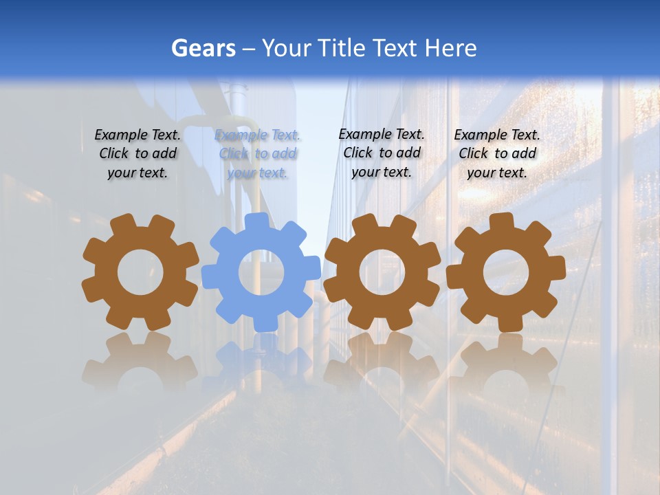 The Exterior Glass Facades Of A Huge Glasshouse With Heating System And Generator PowerPoint Template