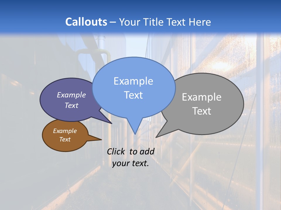 The Exterior Glass Facades Of A Huge Glasshouse With Heating System And Generator PowerPoint Template