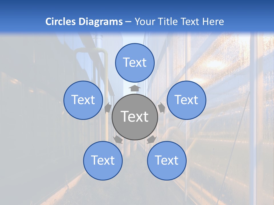The Exterior Glass Facades Of A Huge Glasshouse With Heating System And Generator PowerPoint Template