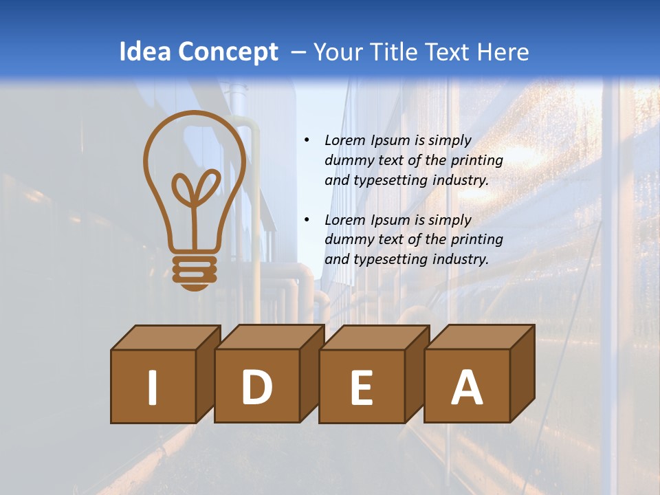 The Exterior Glass Facades Of A Huge Glasshouse With Heating System And Generator PowerPoint Template