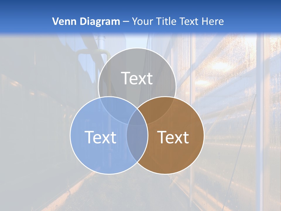 The Exterior Glass Facades Of A Huge Glasshouse With Heating System And Generator PowerPoint Template