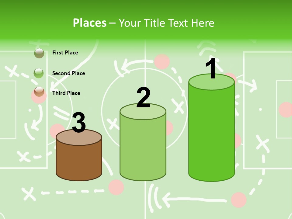 Board Representing A Soccer Field With Players And Game Plan Indications Drawn By The Trainer PowerPoint Template