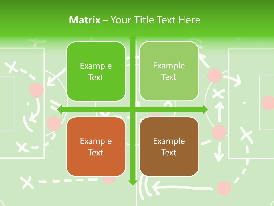 Board Representing A Soccer Field With Players And Game Plan Indications Drawn By The Trainer PowerPoint Template