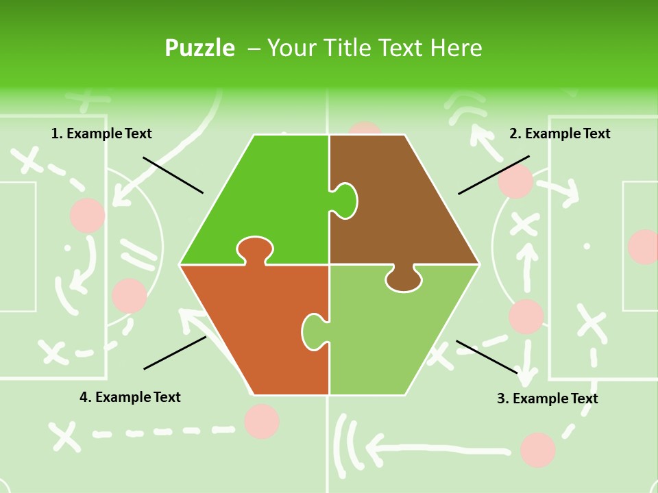 Board Representing A Soccer Field With Players And Game Plan Indications Drawn By The Trainer PowerPoint Template