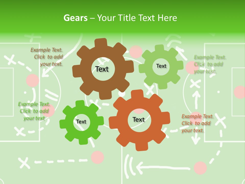 Board Representing A Soccer Field With Players And Game Plan Indications Drawn By The Trainer PowerPoint Template