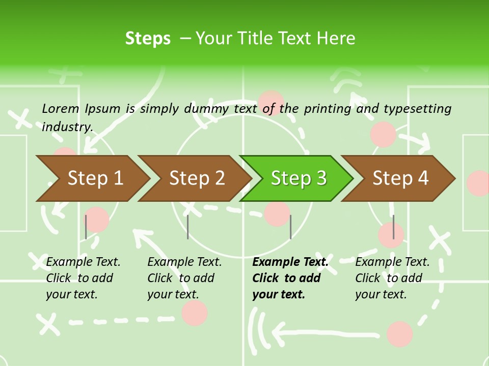 Board Representing A Soccer Field With Players And Game Plan Indications Drawn By The Trainer PowerPoint Template