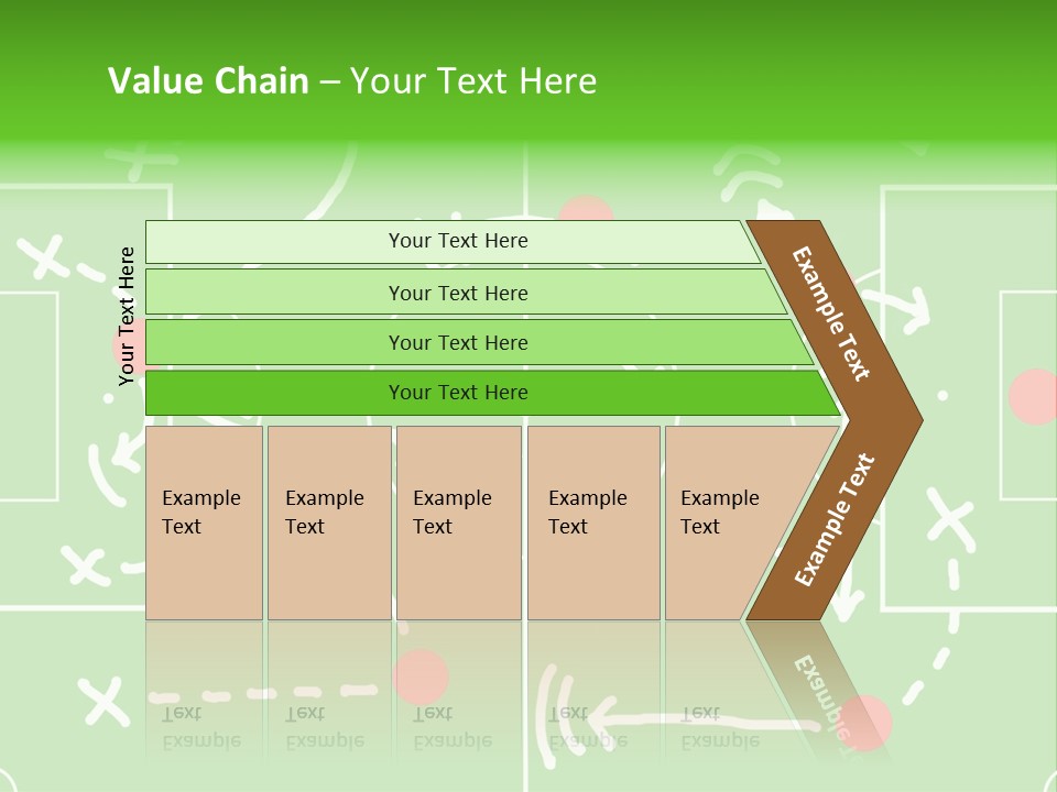 Board Representing A Soccer Field With Players And Game Plan Indications Drawn By The Trainer PowerPoint Template