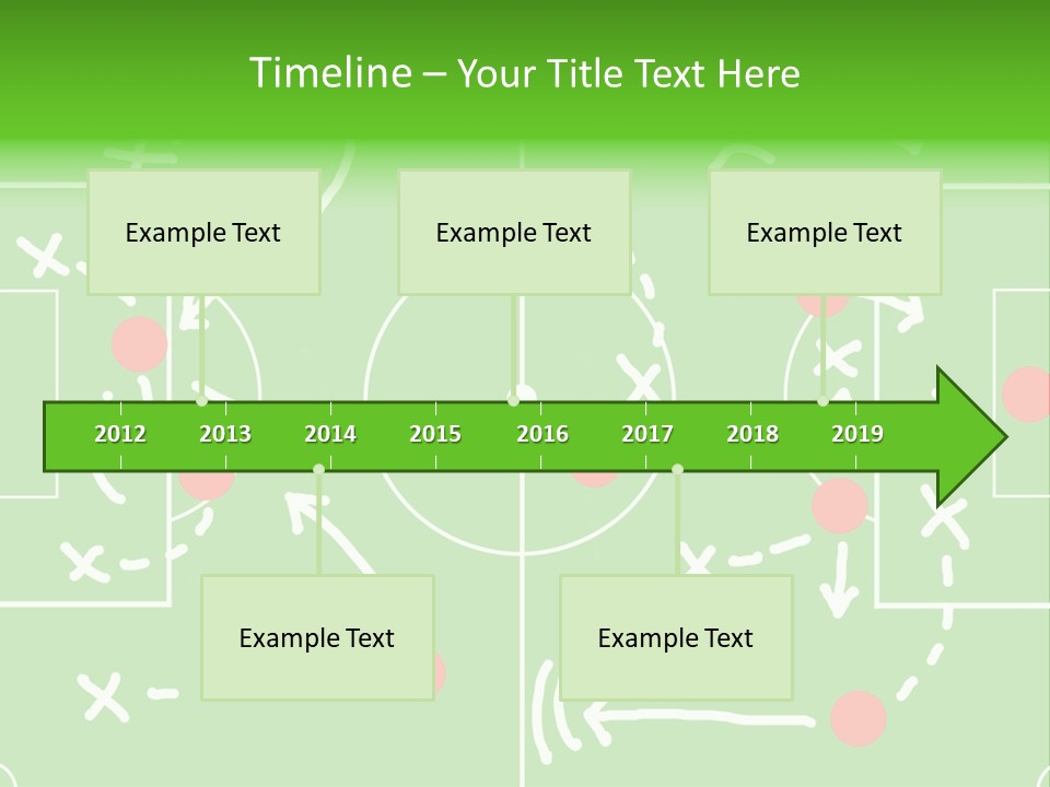 Board Representing A Soccer Field With Players And Game Plan Indications Drawn By The Trainer PowerPoint Template