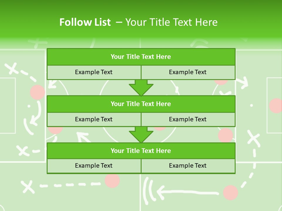Board Representing A Soccer Field With Players And Game Plan Indications Drawn By The Trainer PowerPoint Template