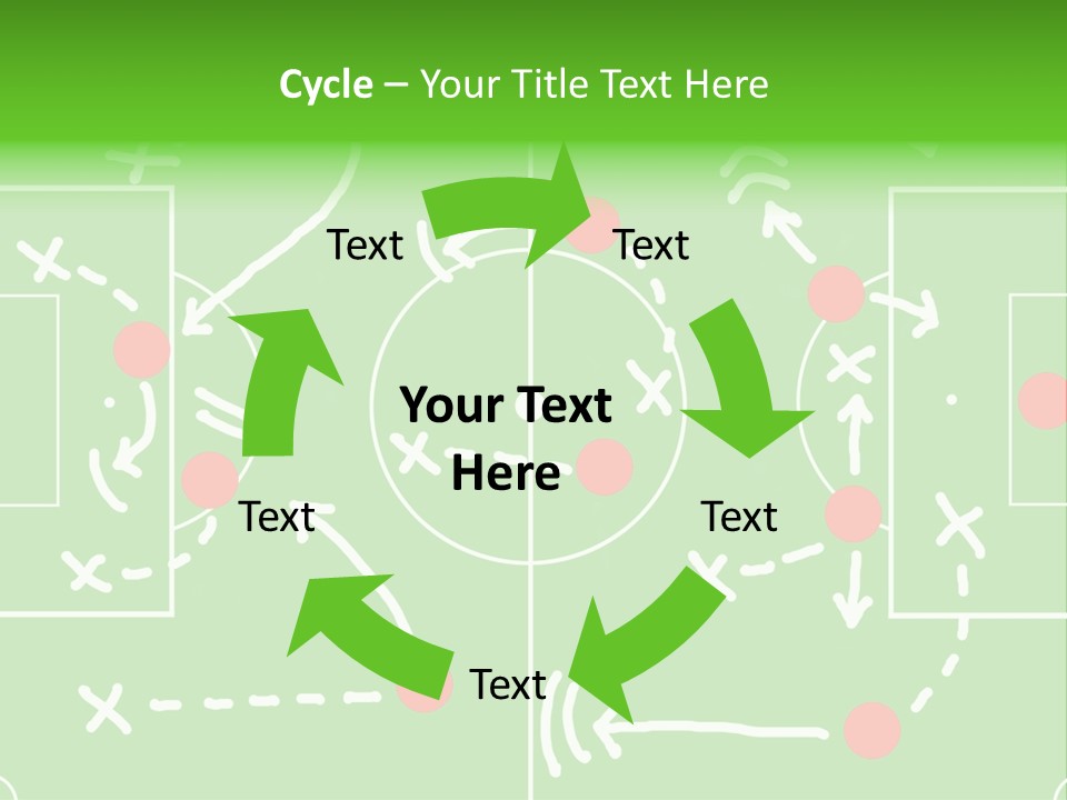 Board Representing A Soccer Field With Players And Game Plan Indications Drawn By The Trainer PowerPoint Template
