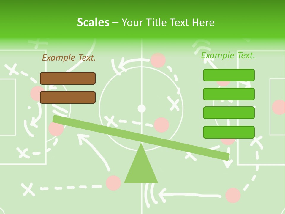 Board Representing A Soccer Field With Players And Game Plan Indications Drawn By The Trainer PowerPoint Template