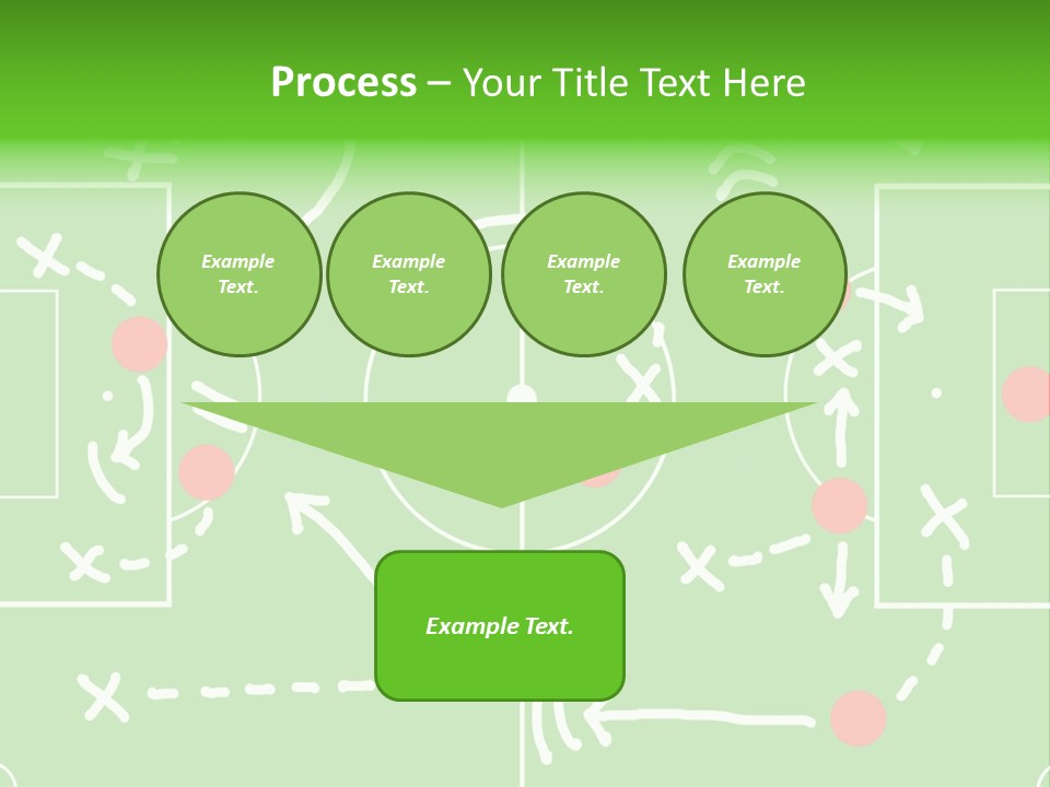 Board Representing A Soccer Field With Players And Game Plan Indications Drawn By The Trainer PowerPoint Template