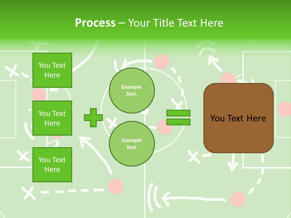 Board Representing A Soccer Field With Players And Game Plan Indications Drawn By The Trainer PowerPoint Template