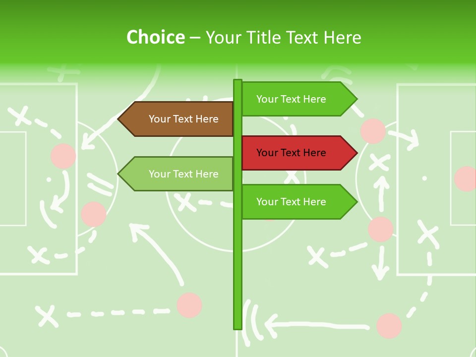 Board Representing A Soccer Field With Players And Game Plan Indications Drawn By The Trainer PowerPoint Template