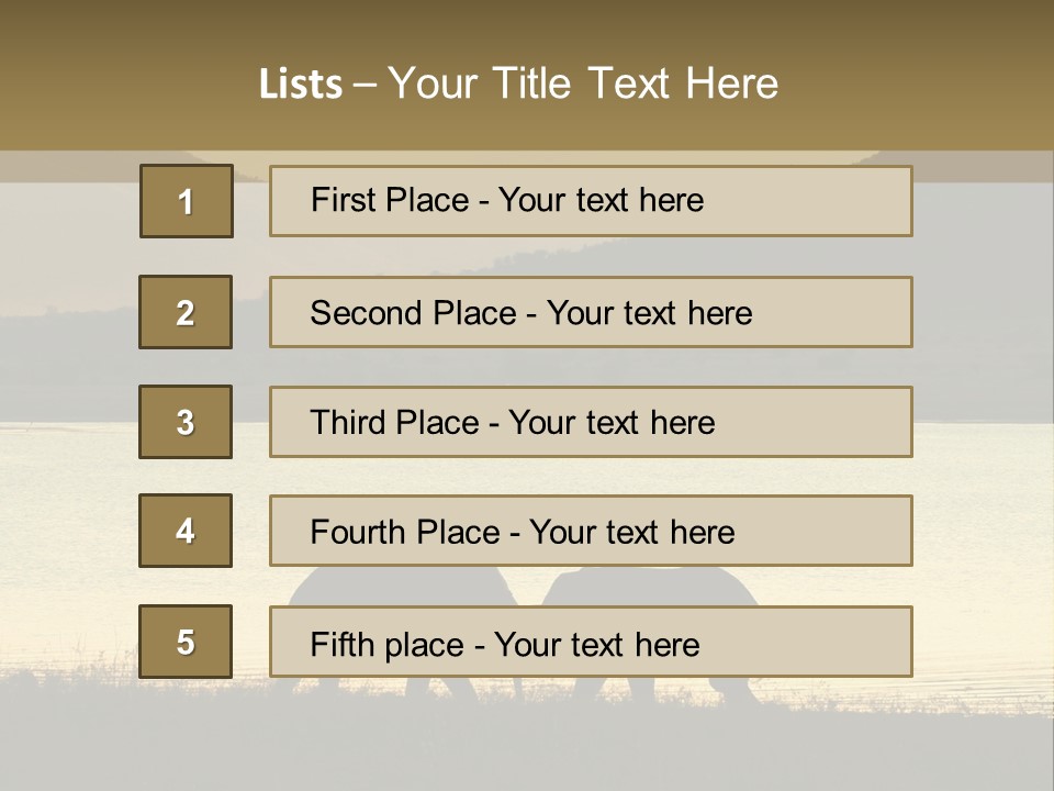 Elephant Bulls Wrestling At Sunset PowerPoint Template