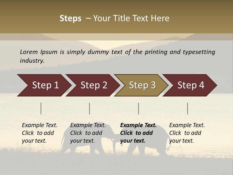 Elephant Bulls Wrestling At Sunset PowerPoint Template
