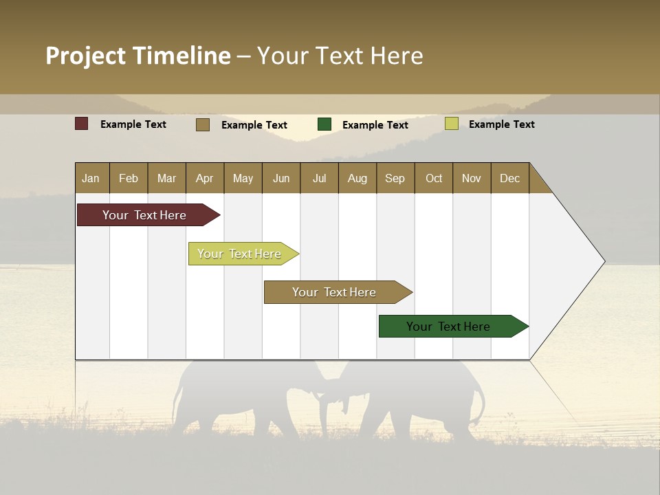 Elephant Bulls Wrestling At Sunset PowerPoint Template