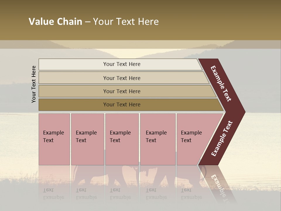 Elephant Bulls Wrestling At Sunset PowerPoint Template