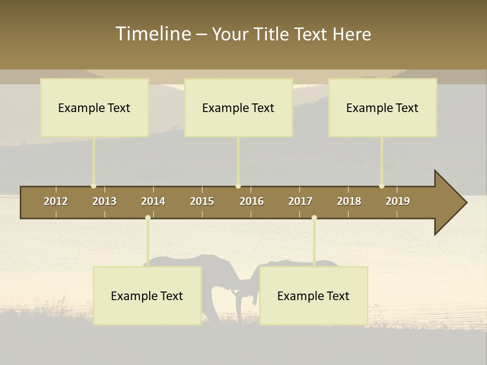 Elephant Bulls Wrestling At Sunset PowerPoint Template