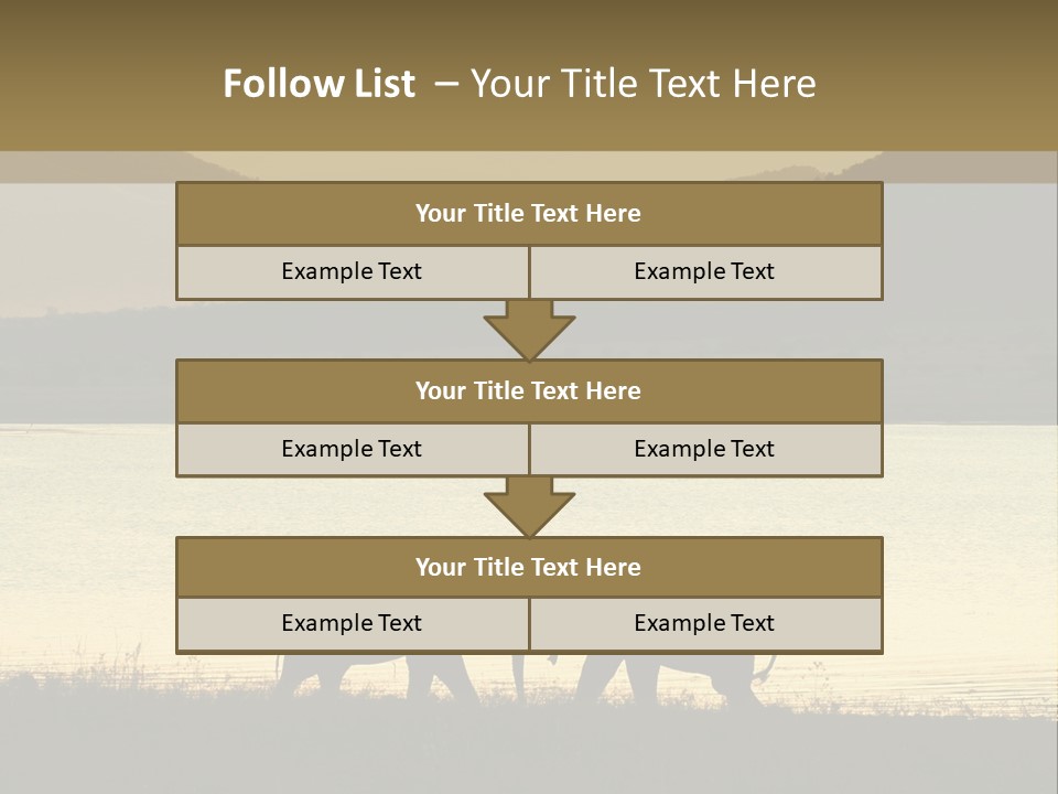 Elephant Bulls Wrestling At Sunset PowerPoint Template