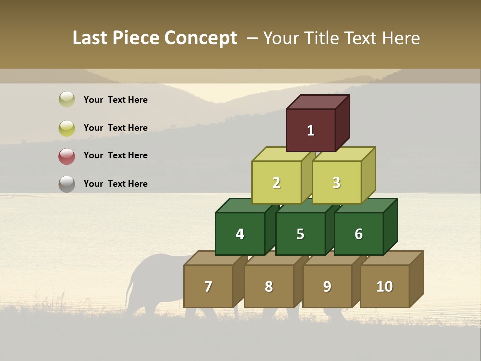 Elephant Bulls Wrestling At Sunset PowerPoint Template