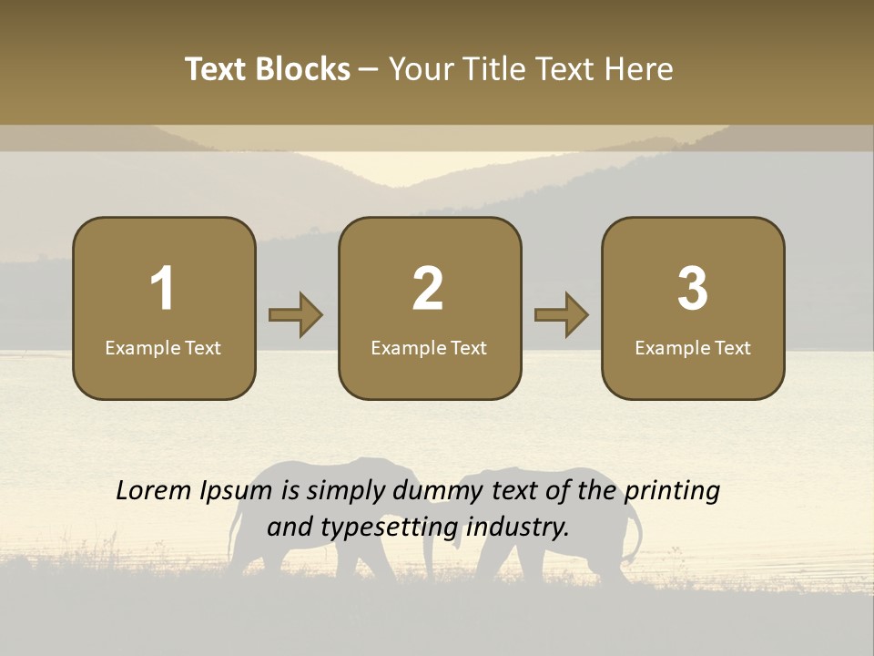 Elephant Bulls Wrestling At Sunset PowerPoint Template