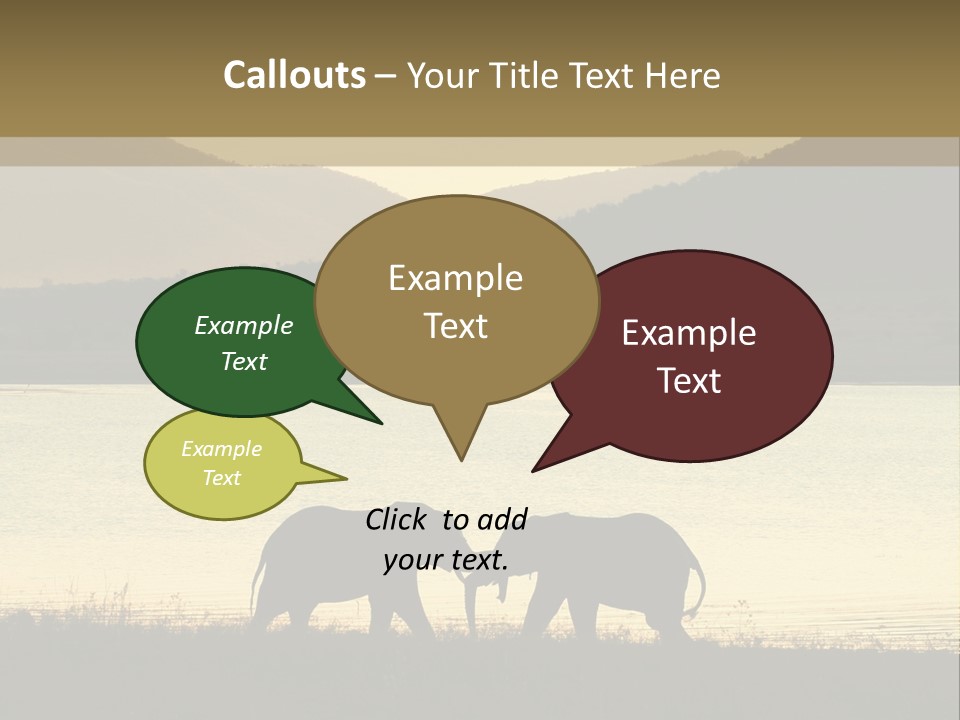 Elephant Bulls Wrestling At Sunset PowerPoint Template