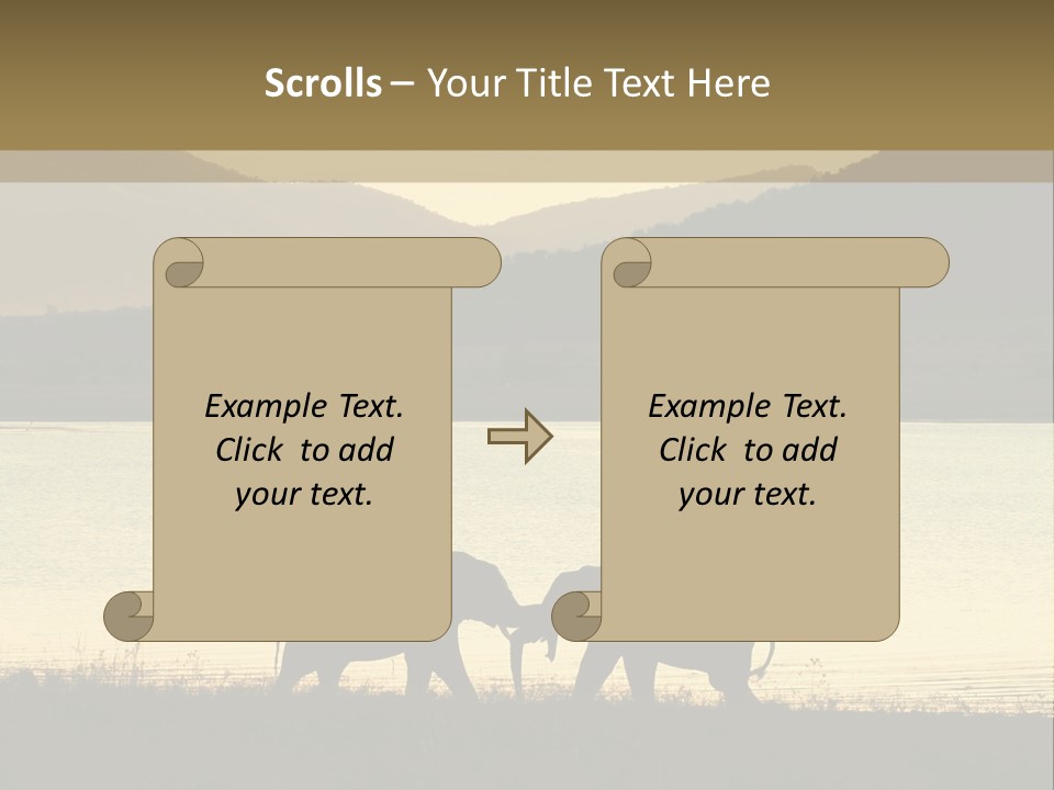 Elephant Bulls Wrestling At Sunset PowerPoint Template