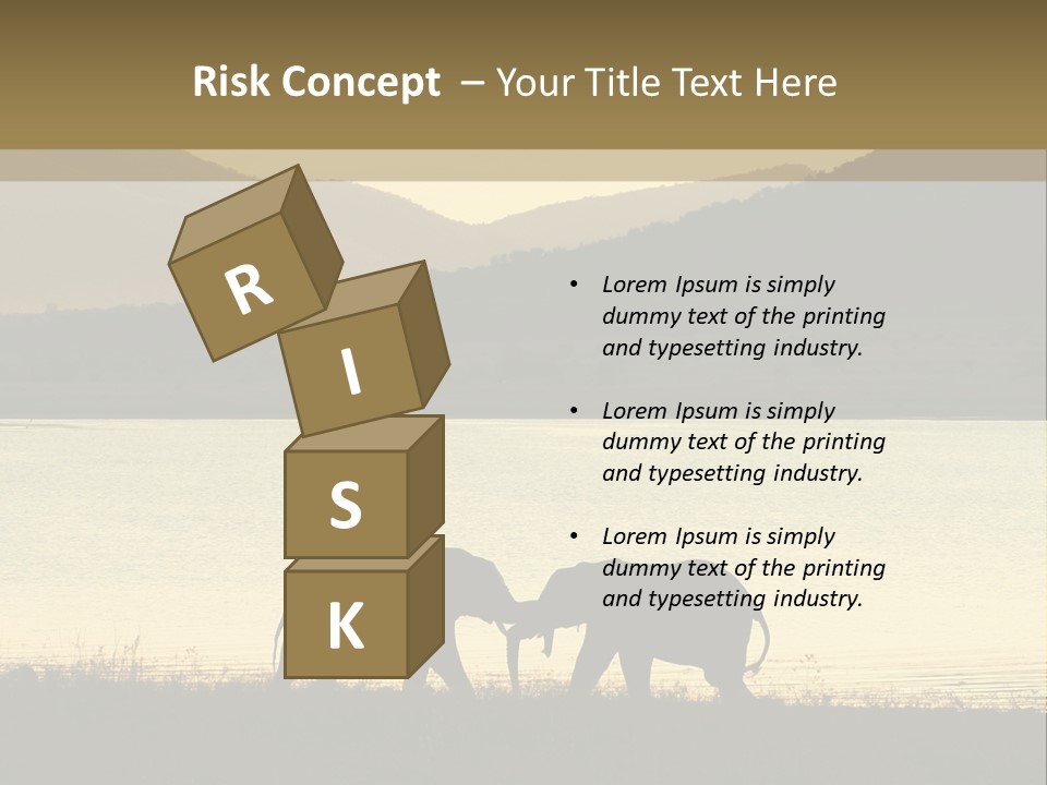 Elephant Bulls Wrestling At Sunset PowerPoint Template