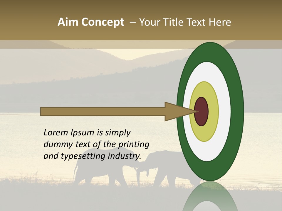 Elephant Bulls Wrestling At Sunset PowerPoint Template