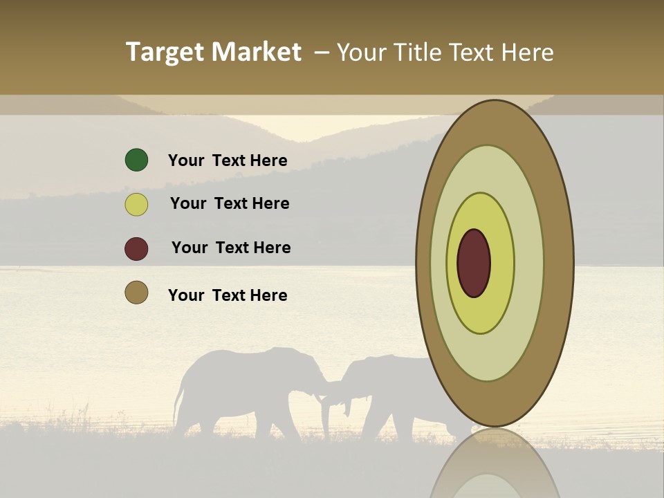 Elephant Bulls Wrestling At Sunset PowerPoint Template