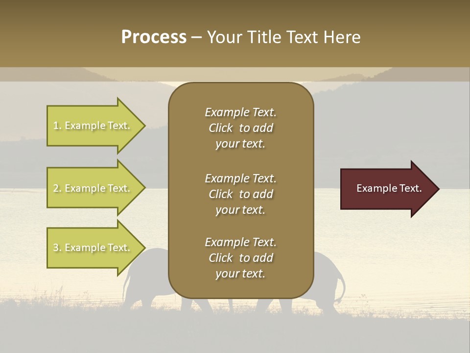 Elephant Bulls Wrestling At Sunset PowerPoint Template