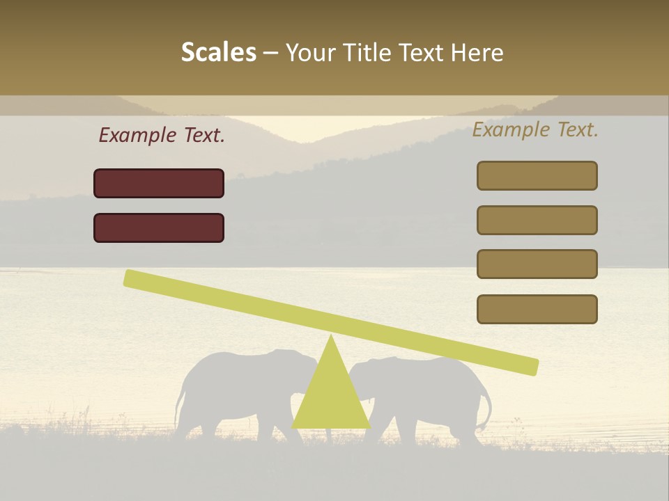 Elephant Bulls Wrestling At Sunset PowerPoint Template