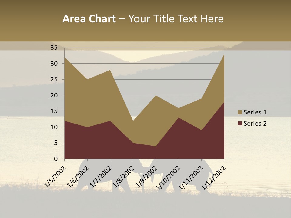 Elephant Bulls Wrestling At Sunset PowerPoint Template