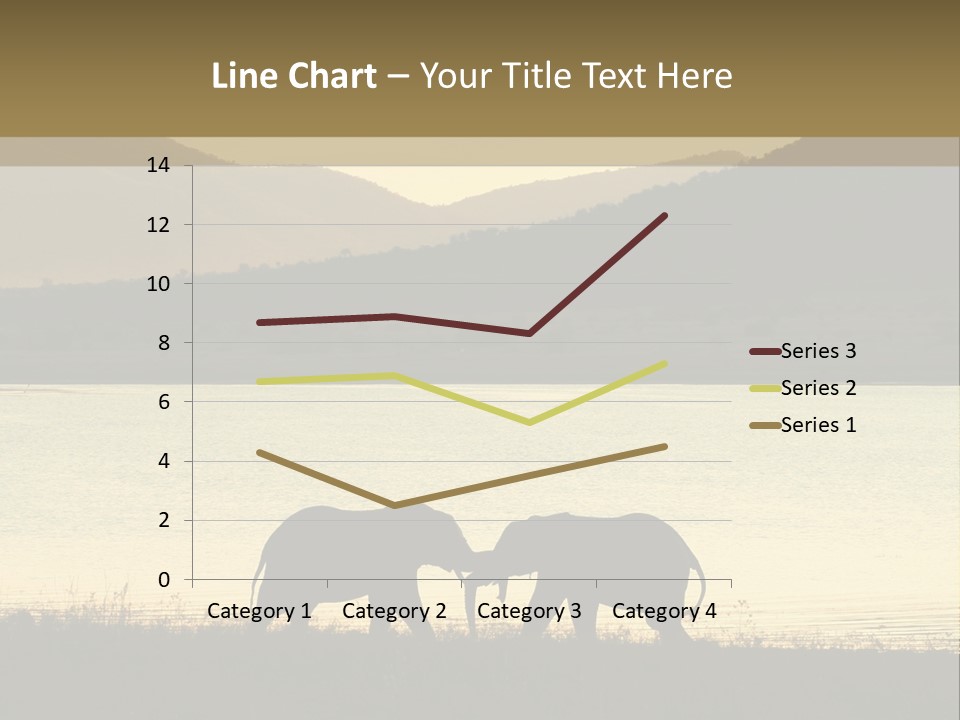 Elephant Bulls Wrestling At Sunset PowerPoint Template