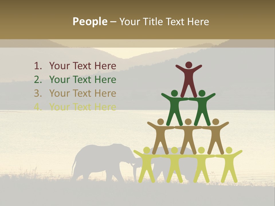 Elephant Bulls Wrestling At Sunset PowerPoint Template