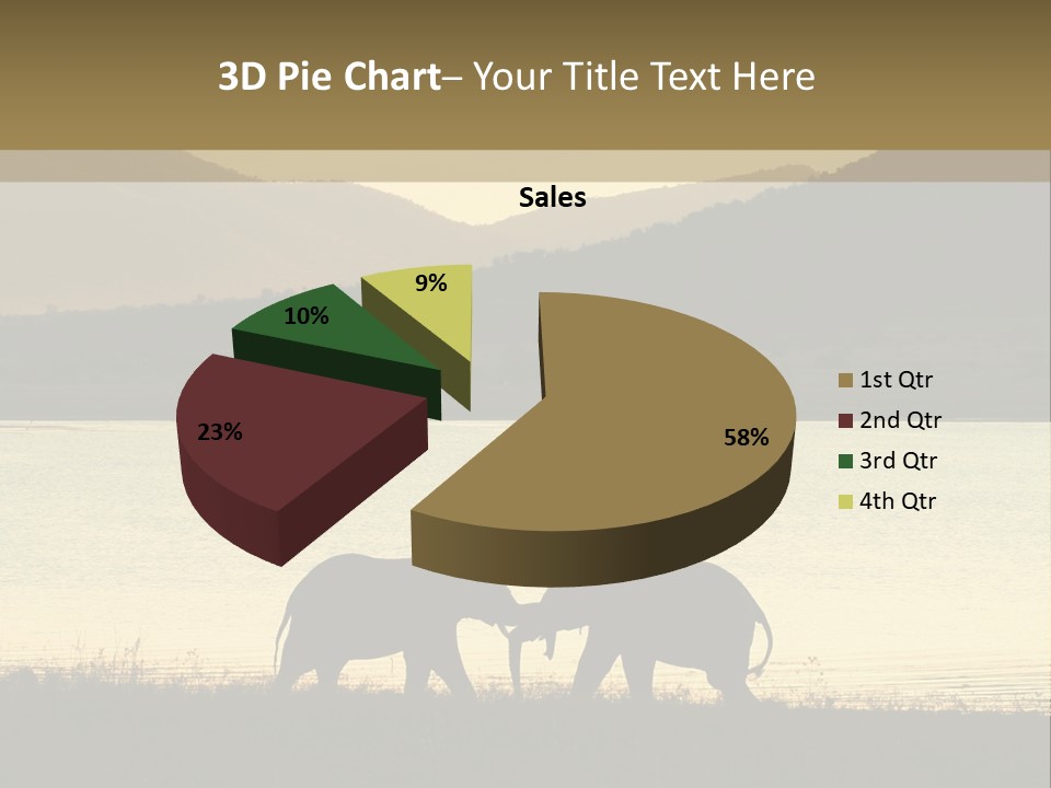 Elephant Bulls Wrestling At Sunset PowerPoint Template
