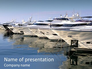 Yachts And Boats With Water Reflection PowerPoint Template