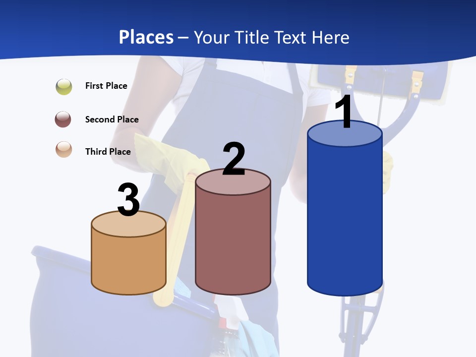 A Cute Maid Cleaner Woman With Mop And Bucket PowerPoint Template