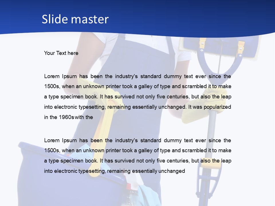 A Cute Maid Cleaner Woman With Mop And Bucket PowerPoint Template