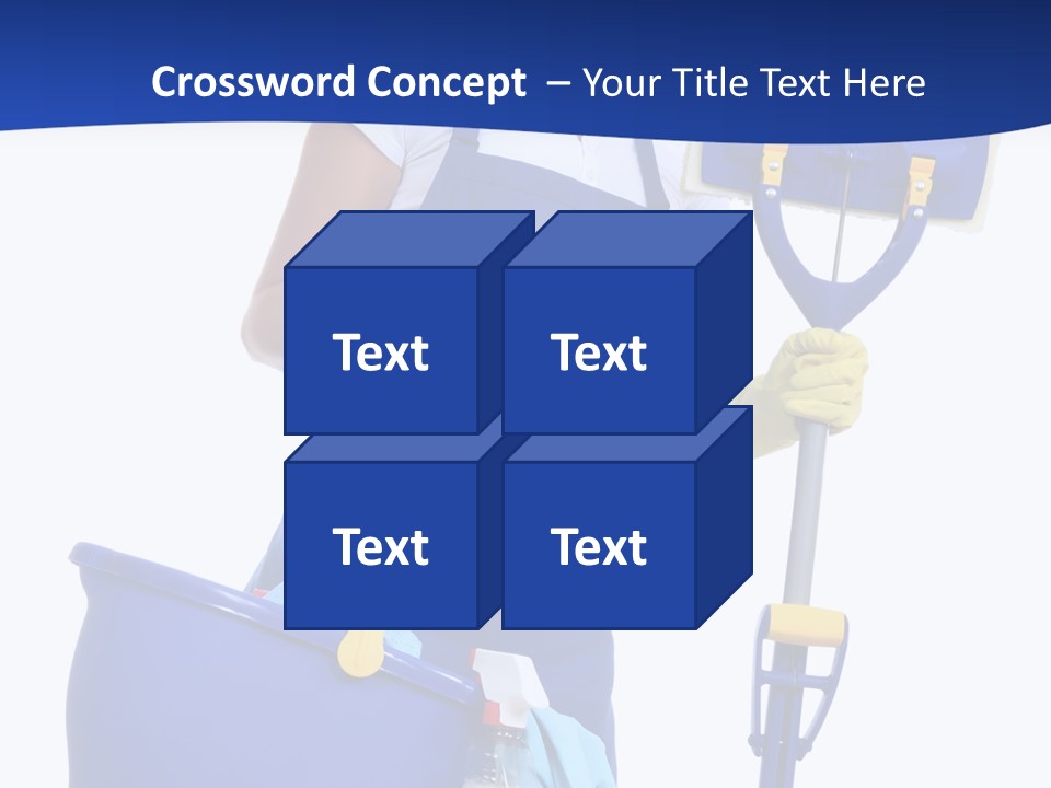 A Cute Maid Cleaner Woman With Mop And Bucket PowerPoint Template