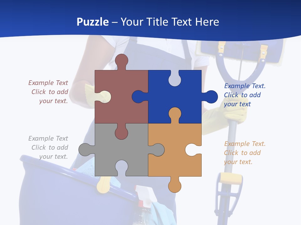 A Cute Maid Cleaner Woman With Mop And Bucket PowerPoint Template