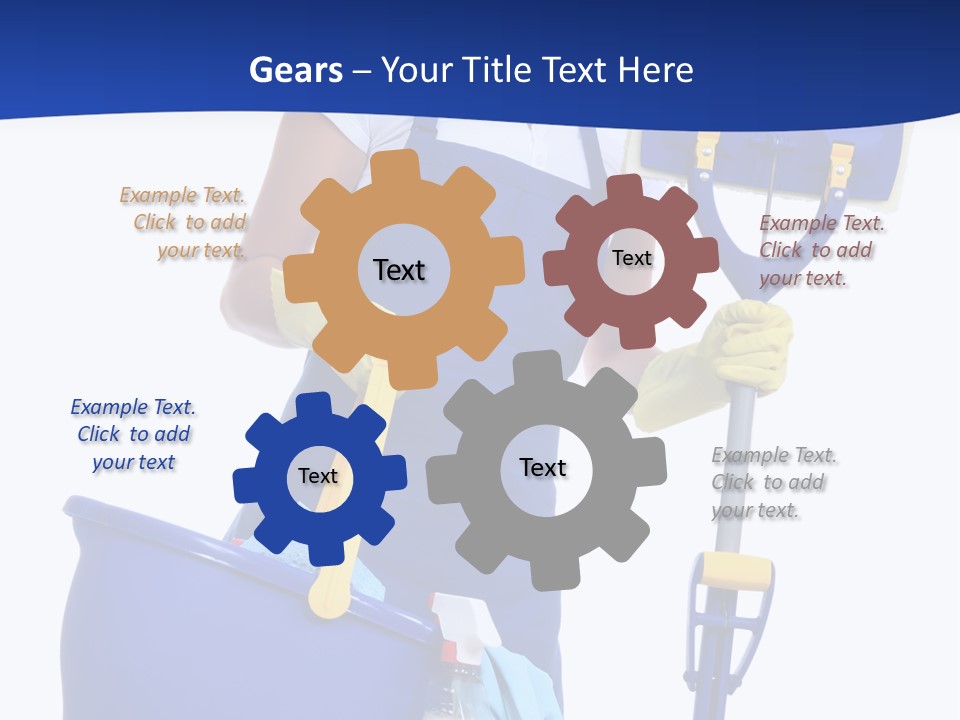 A Cute Maid Cleaner Woman With Mop And Bucket PowerPoint Template