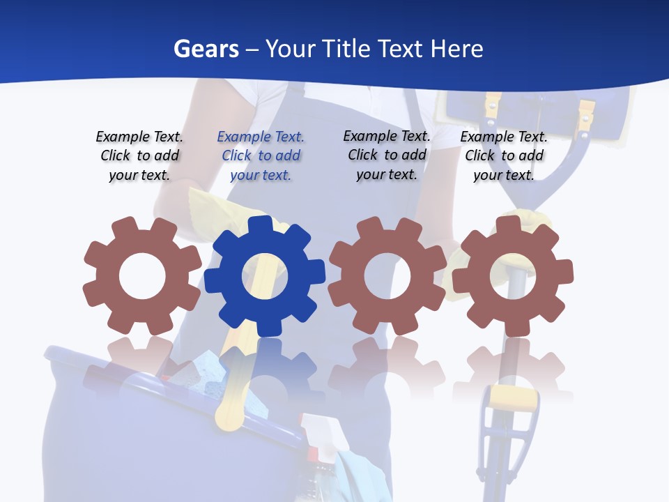 A Cute Maid Cleaner Woman With Mop And Bucket PowerPoint Template