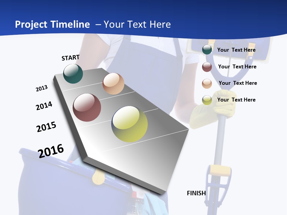 A Cute Maid Cleaner Woman With Mop And Bucket PowerPoint Template